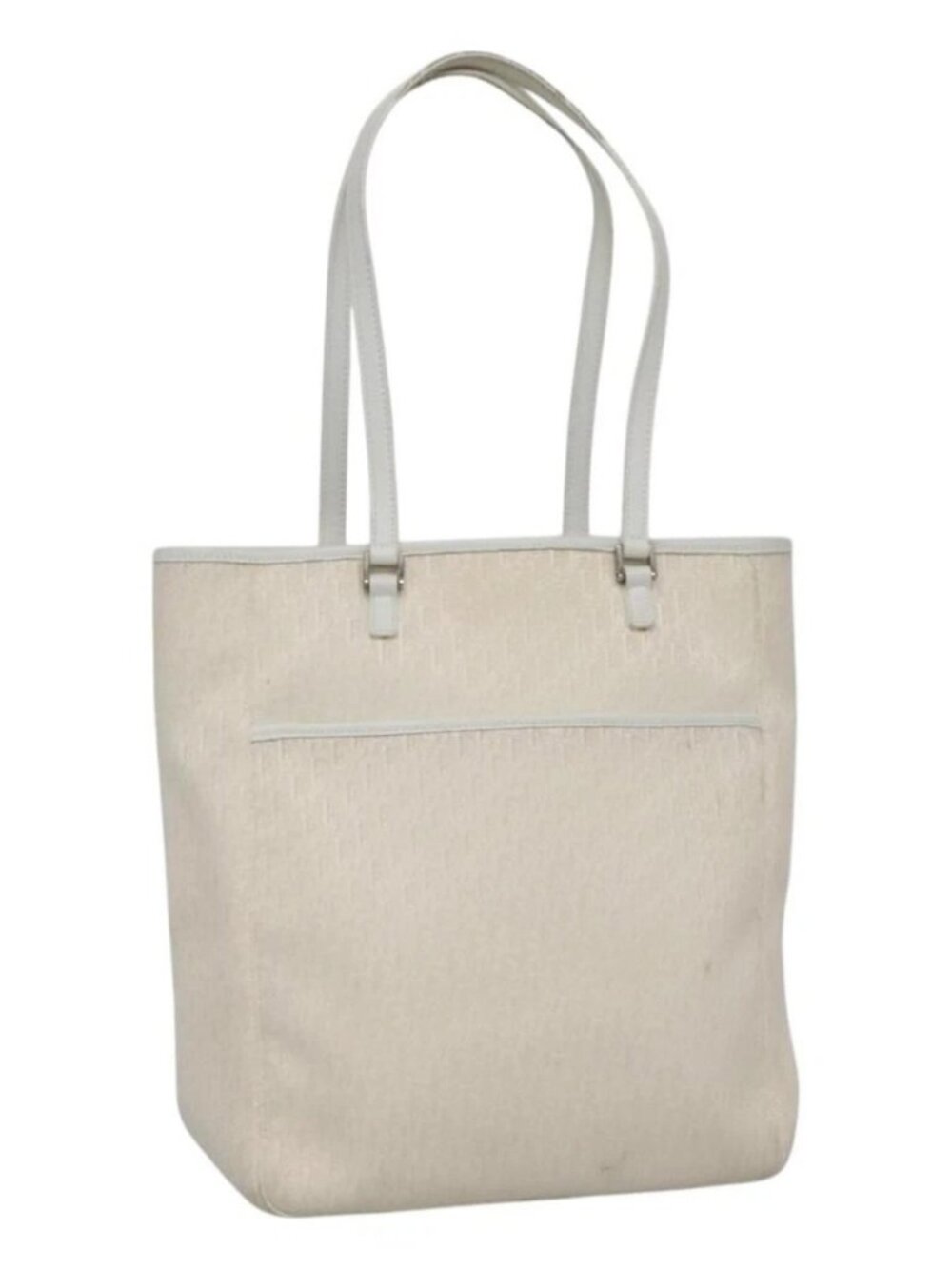 Christian Dior Trotter Canvas Tote Bag White Silver Auth mr1118V - Picture 2 of 16